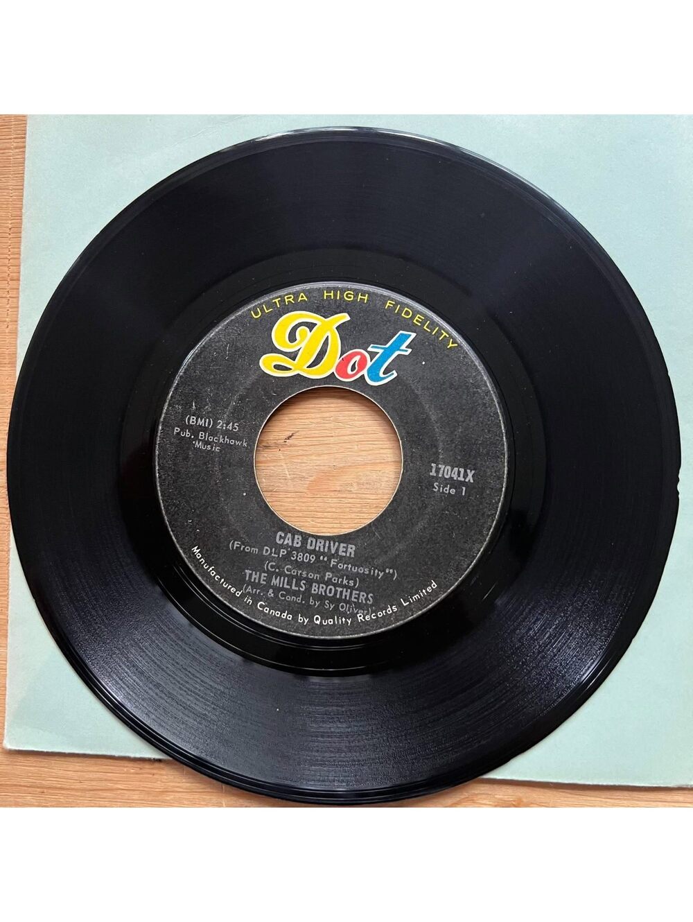 The Mills Brothers - Cab Driver/Fortuosity 45rpm VG+ R15